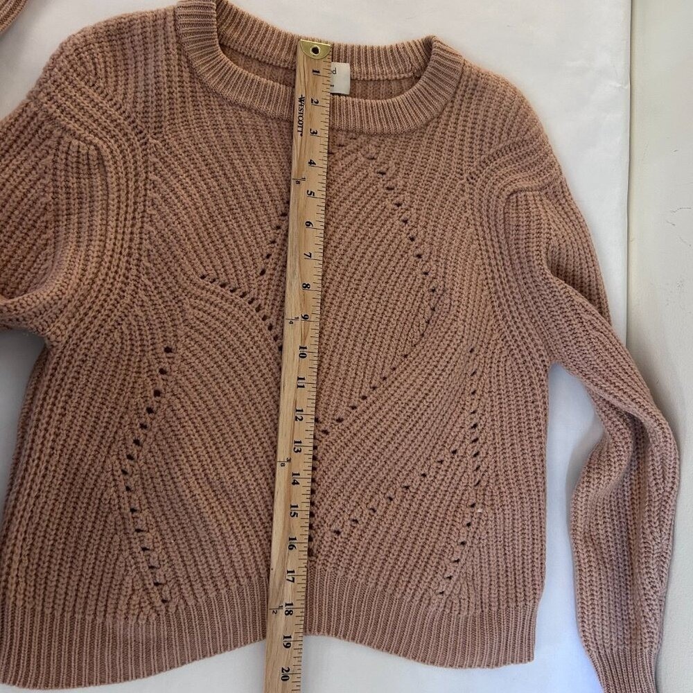 Wilfred Aritzia Merino Wool Pointelle Knit Sweater Mauve Pink XS - Picture 9 of 9